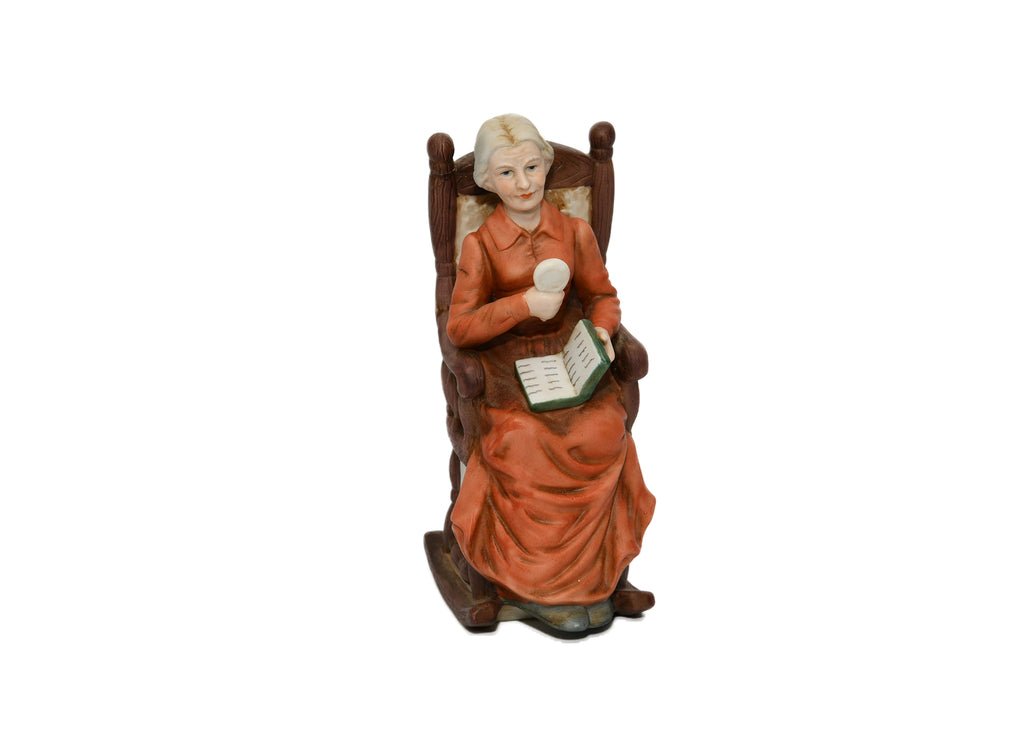 Peach Elegance Giftcraft - Grandma Reading On Rocking Chair