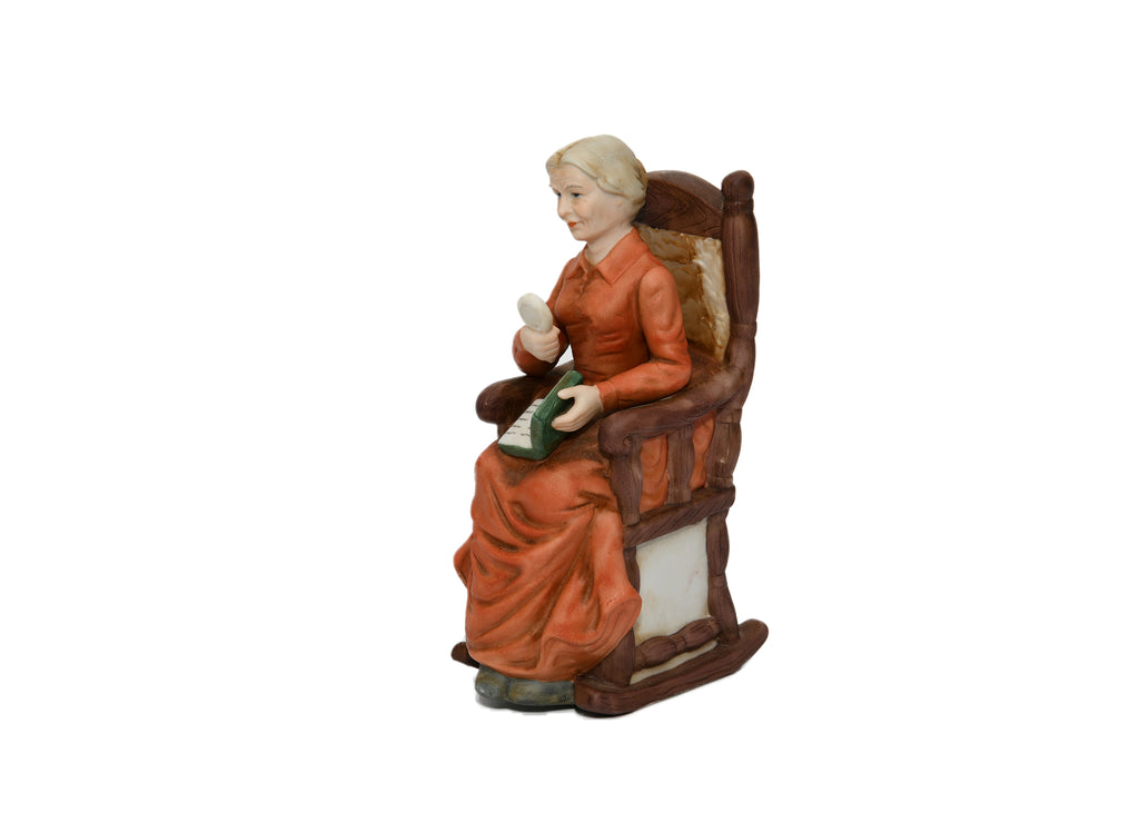 Peach Elegance Giftcraft - Grandma Reading On Rocking Chair
