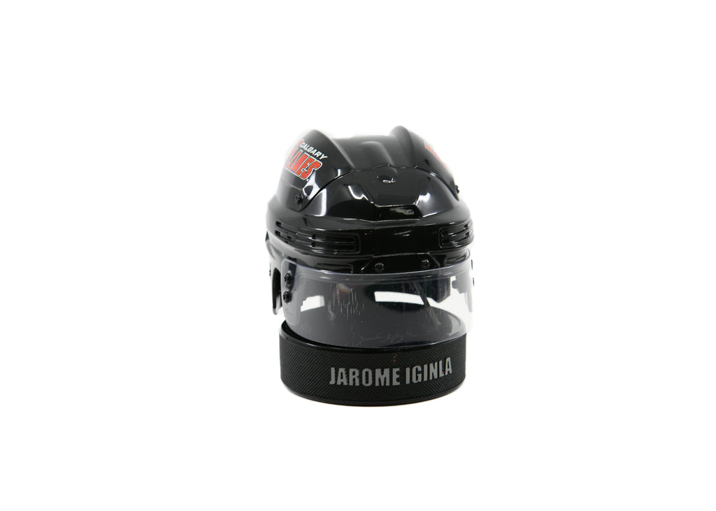 NHL Mini Plastic Hockey Helmet & Puck -Jarome Iginla-Flames
