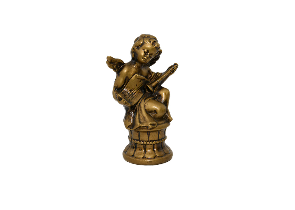 Gold Color Angel With Horn Figurine