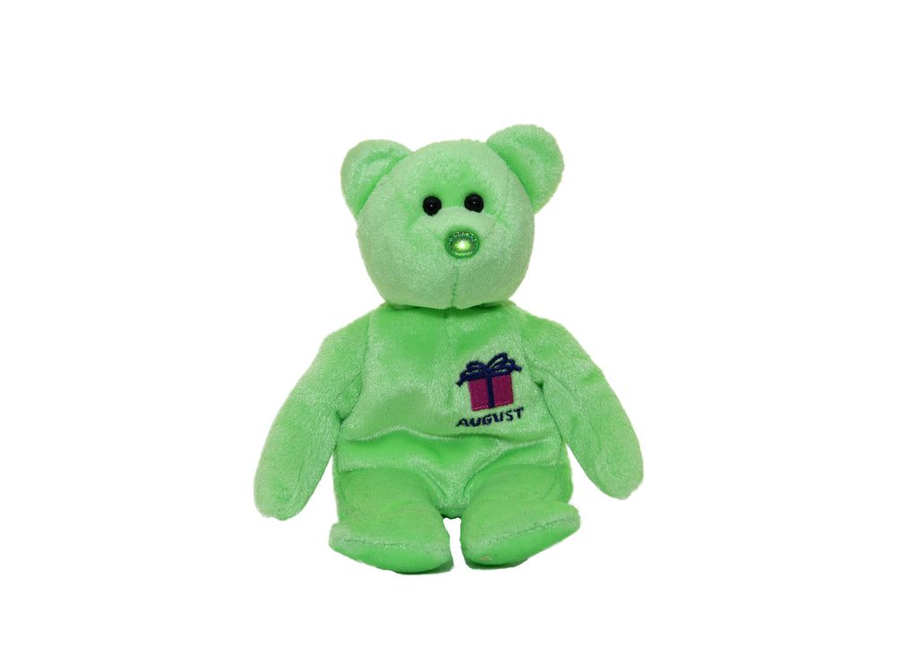 Ty Beanie Baby August Light Green Teddy Bear. Used.