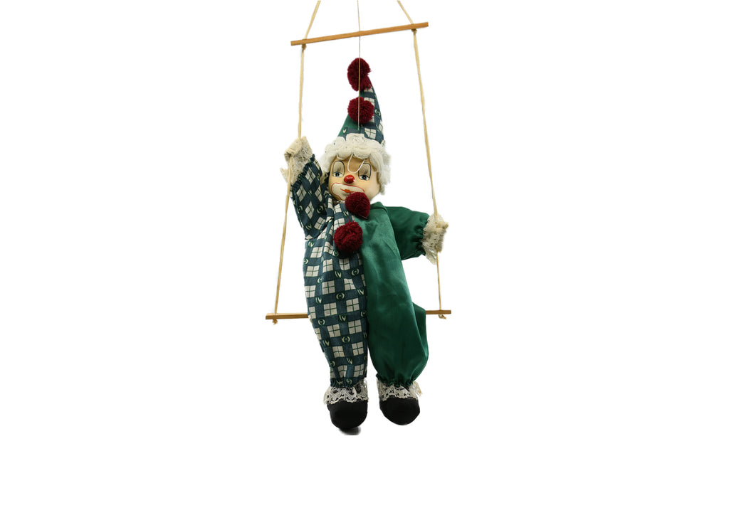 Clown Green And White-Sitting On Swing