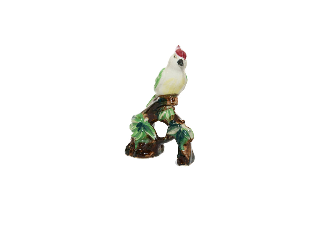 Vintage Woodpecker Bird on Branch Glazed Figurine
