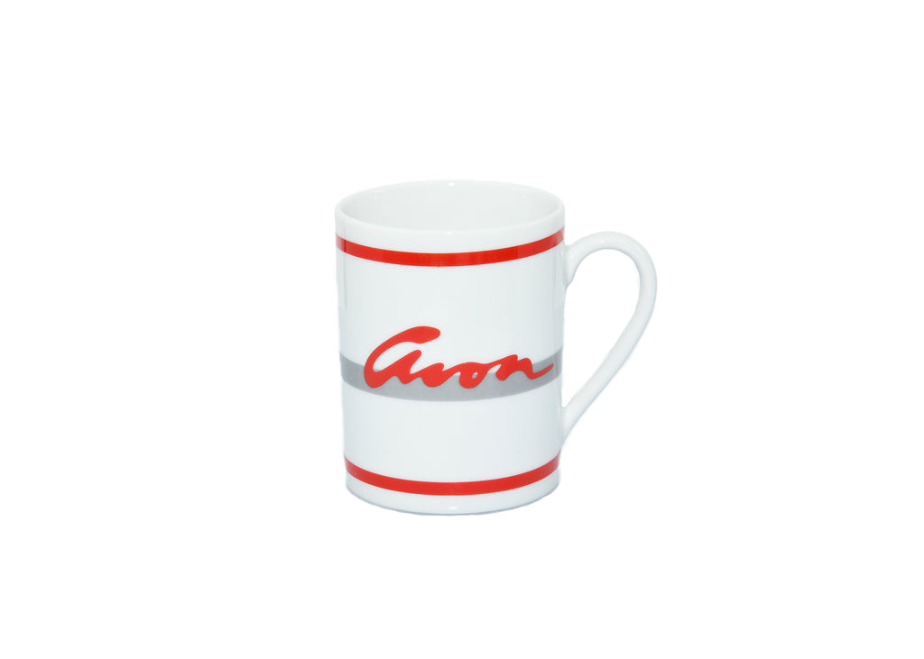 Avon-Red Writing Coffee Cup