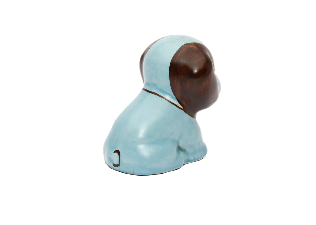 Blue Ceramic Dog Figurine Vintage