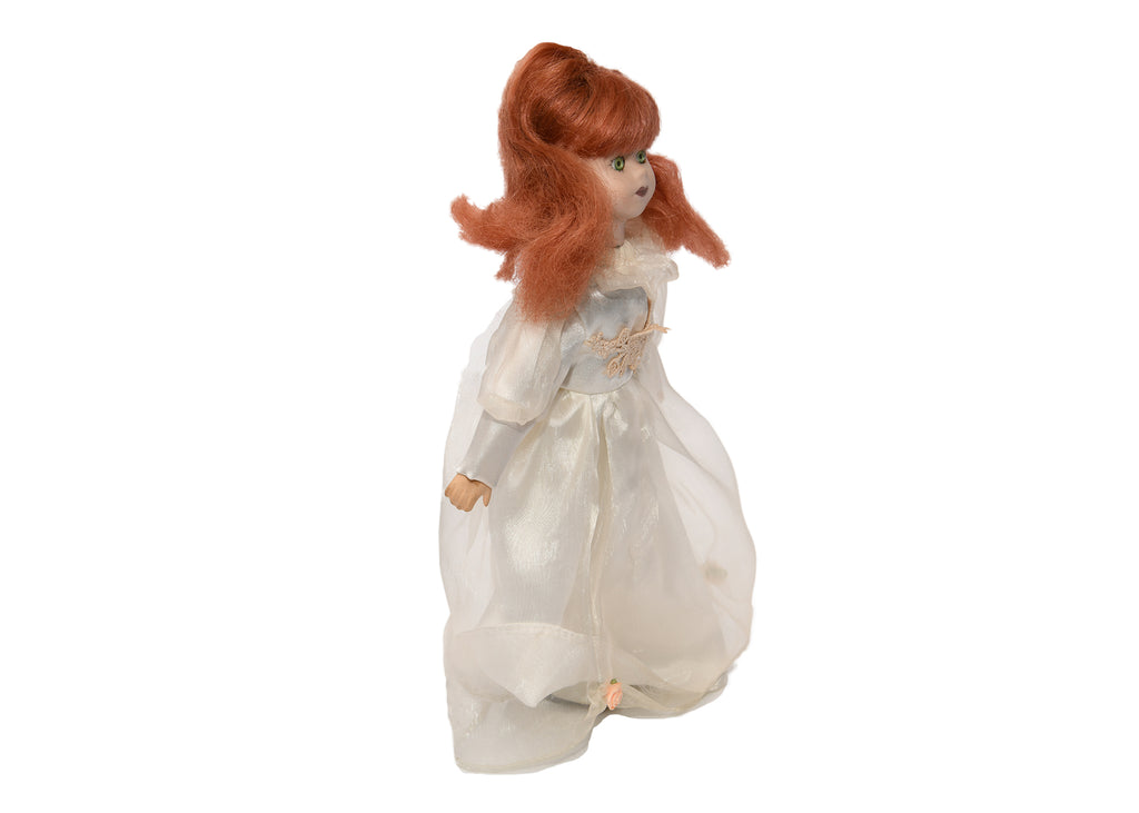 Vintage Red Head Doll With Silver Dress