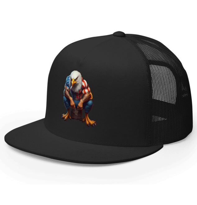 AMERICAN STRONG 2. DTF Printed Baseball Cap. Navy Blue, Black, Silver.