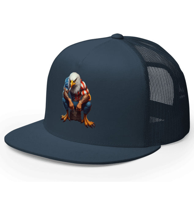 AMERICAN STRONG 2. DTF Printed Baseball Cap. Navy Blue, Black, Silver.