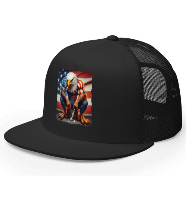 AMERICAN STRONG. DTF Printed Baseball Cap. Navy Blue, Black, Silver.