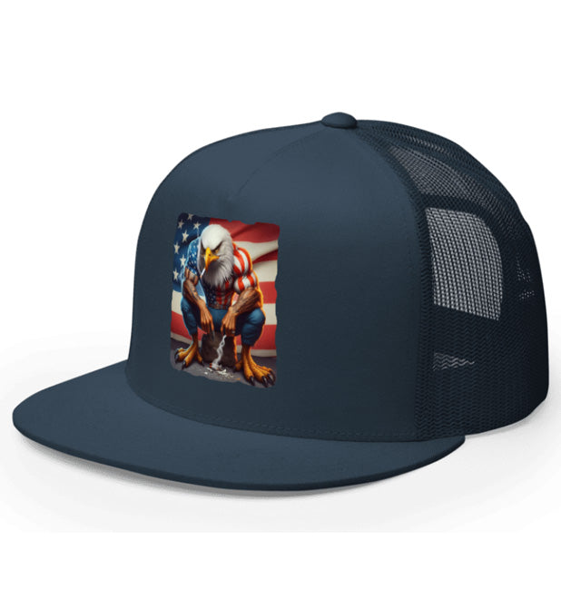 AMERICAN STRONG. DTF Printed Baseball Cap. Navy Blue, Black, Silver.
