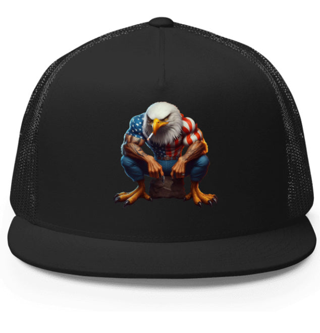 AMERICAN STRONG 2. DTF Printed Baseball Cap. Navy Blue, Black, Silver.