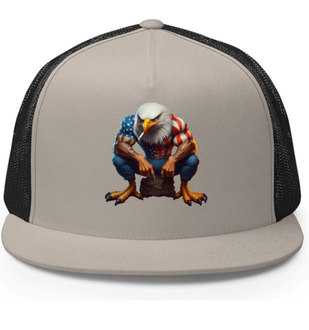 AMERICAN STRONG 2. DTF Printed Baseball Cap. Navy Blue, Black, Silver.
