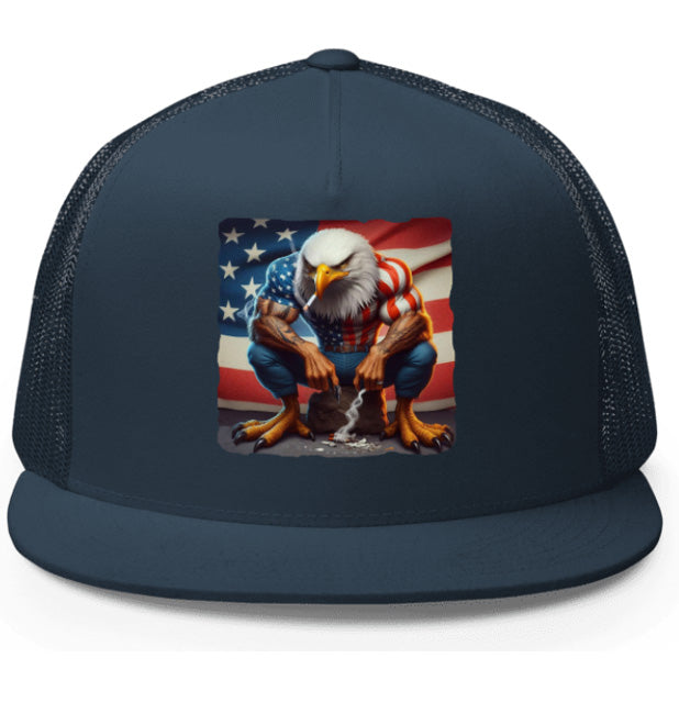 AMERICAN STRONG. DTF Printed Baseball Cap. Navy Blue, Black, Silver.
