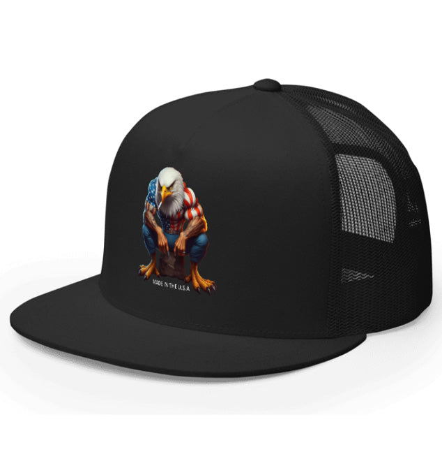 MADE IN U.S.A 2. DTF Printed Baseball Cap. Navy Blue, Black, Silver.