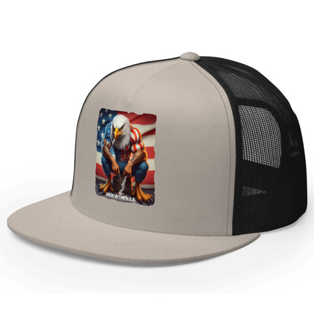 MADE IN U.S.A. . DTF Printed Baseball Cap. Navy Blue, Black, Silver.