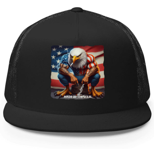 MADE IN U.S.A. . DTF Printed Baseball Cap. Navy Blue, Black, Silver.