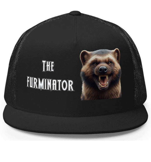 THE FURMINATOR. DTF Printed Baseball Cap. Navy Blue, Black, Silver.