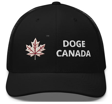 DOGE CANADA. Red/White Maple Leaf. Department Of Government Efficiency. Baseball Cap. Embroidered. Black Cap.