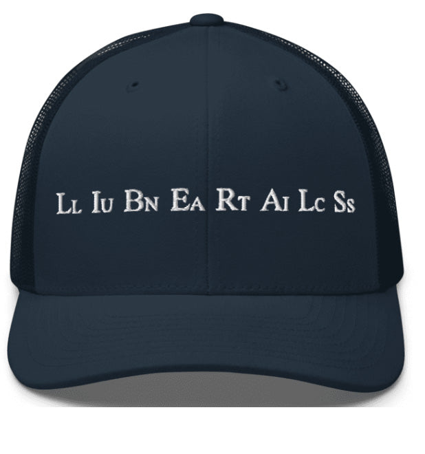 LIBERALS, Lunatic Liberals. Baseball Cap. Embroidered. Red, Black, Blue.
