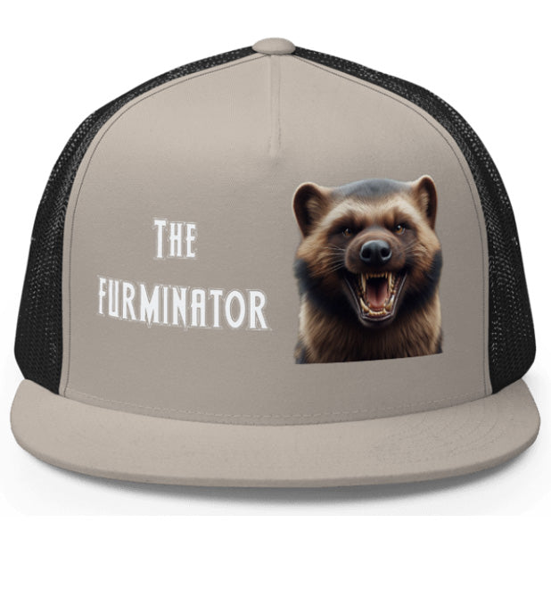THE FURMINATOR. DTF Printed Baseball Cap. Navy Blue, Black, Silver.