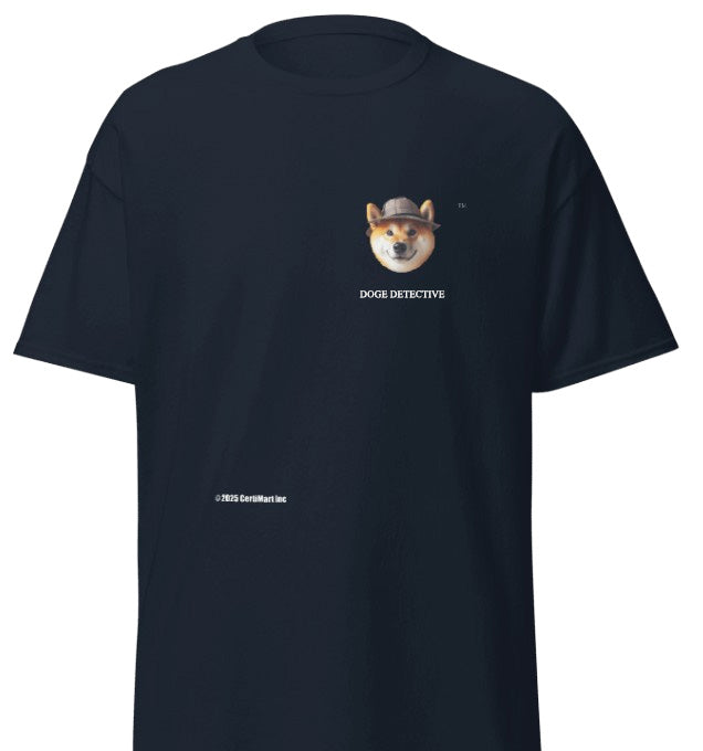 DOGE. DOGE DETECTIVE 1. (Department Of Government Efficiency). Shiba Inu Dog Detective Exposing Government Waste, Fraud & Corruption. T-Shirt. Printed. Small Shiba.
