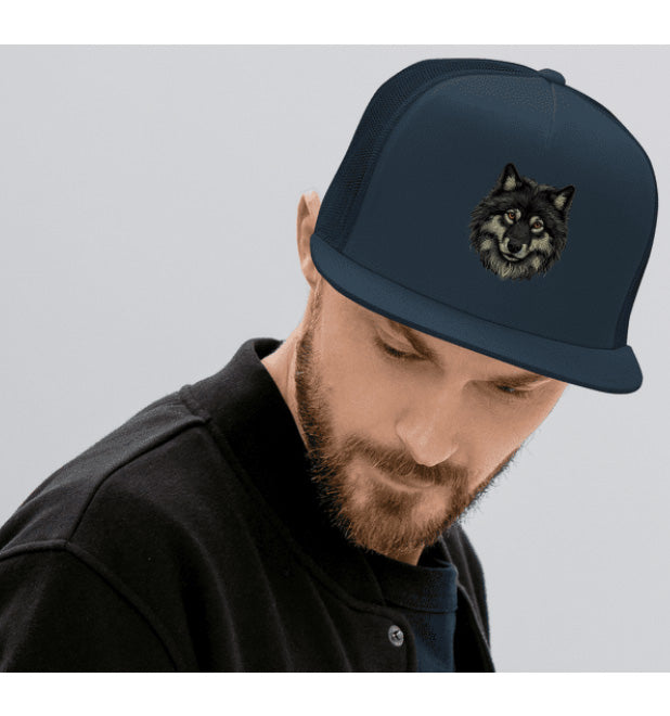 TIMBERWOLF 2. DTF Printed Baseball Cap. Navy Blue, Black, Silver.