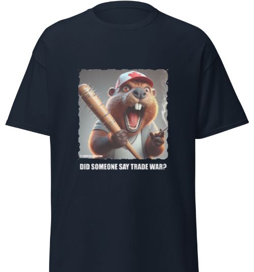 Trade Wars. Angry Canadian Beaver Holding a Bat. Did Someone Say Trade War?