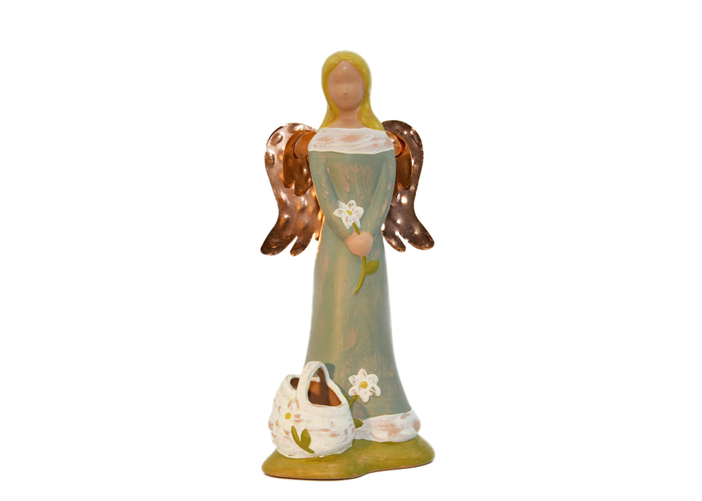 Gentle Souls Angel with Copper Wings /Basket Figurine