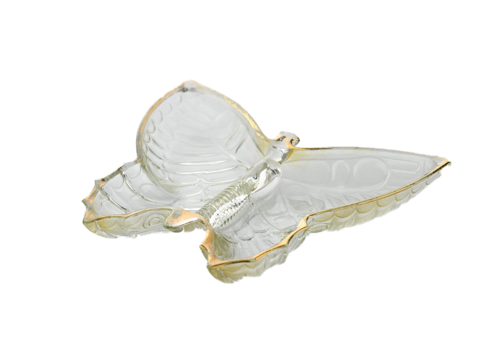 Jeannette Glass Lusterware Butterfly 2 Section Dish, 1960's