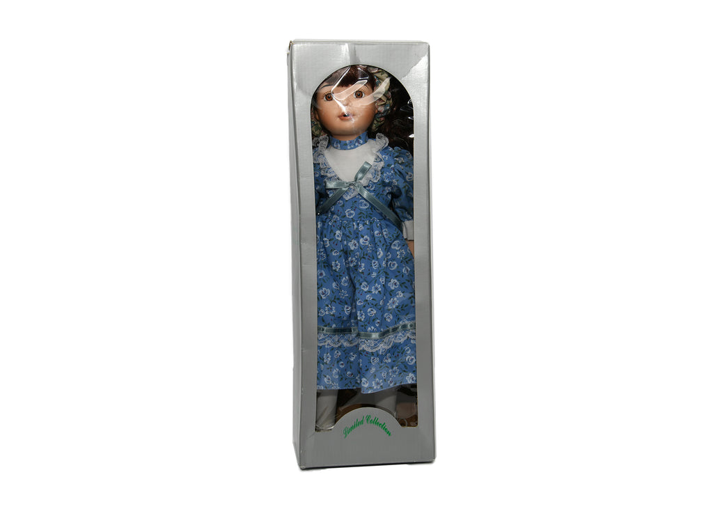 Blue Dress With White Flowers Limited Collection Genuine Porcelain Doll