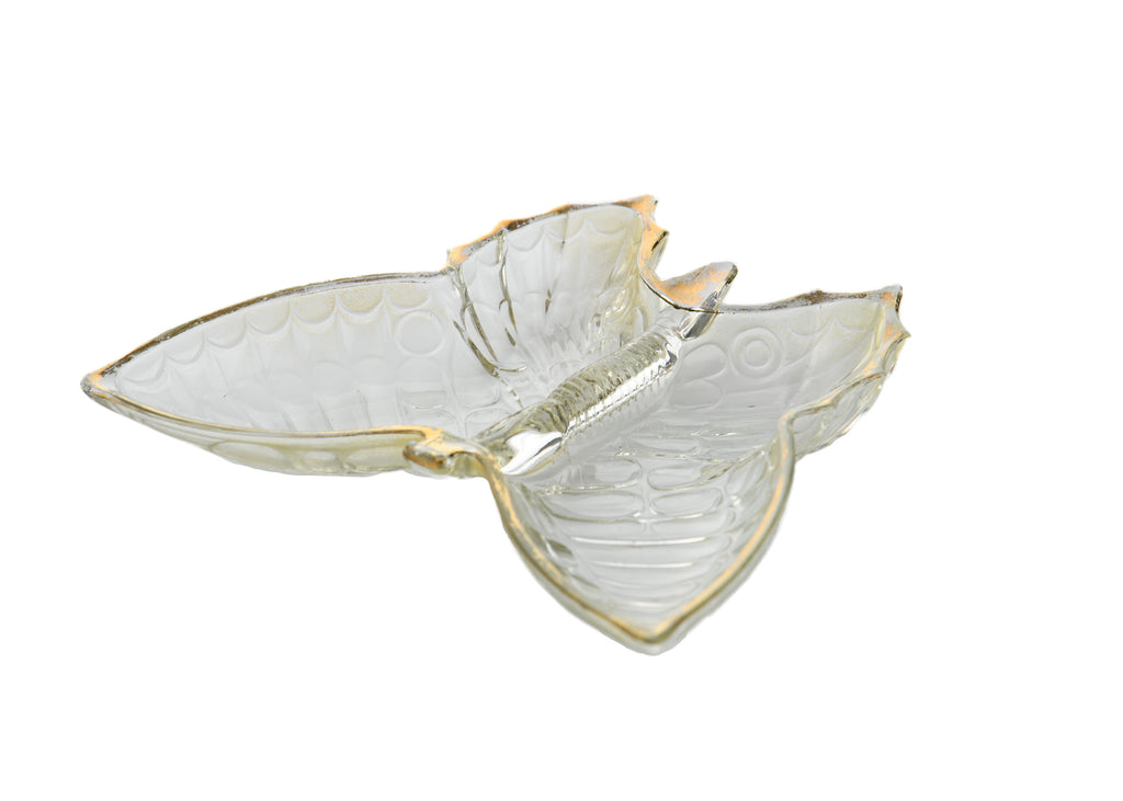 Jeannette Glass Lusterware Butterfly 2 Section Dish, 1960's