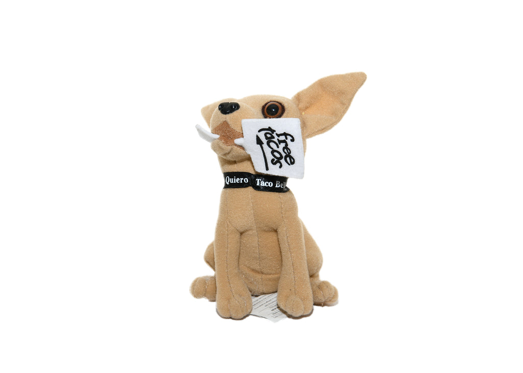 Taco Bell Dog Chihuahua-Yo Quiero Plush Stuffed Animal w Free Tacos Sign