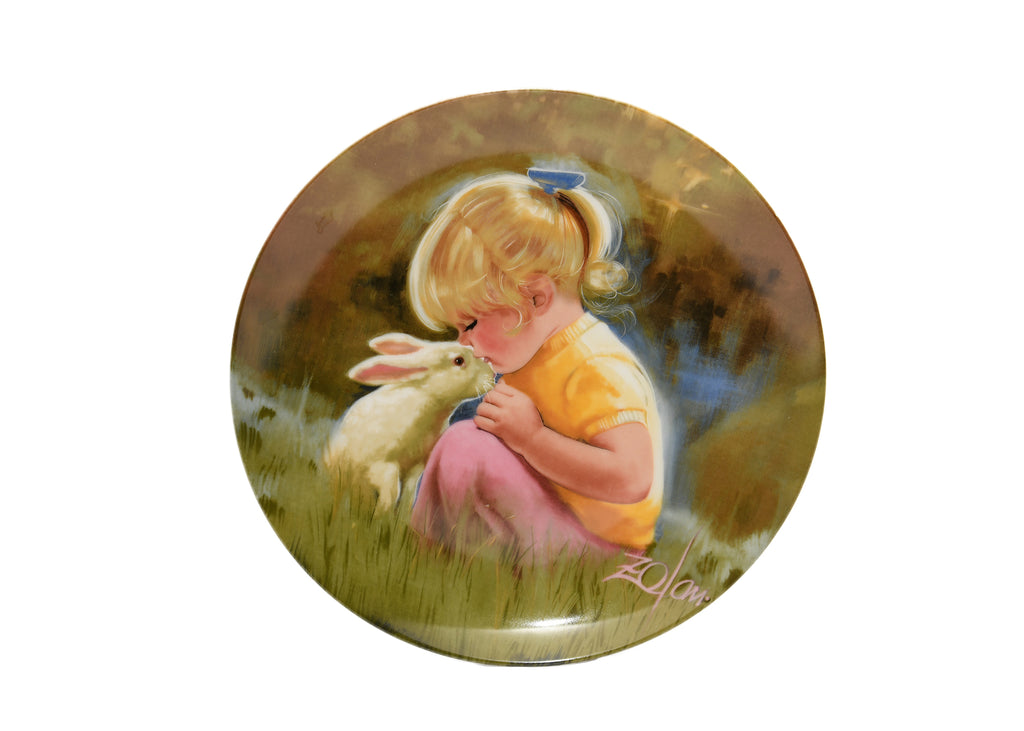 Tender Moment - Donald ZOLAN collectible miniature plate in box w. certificate & stand. 940G