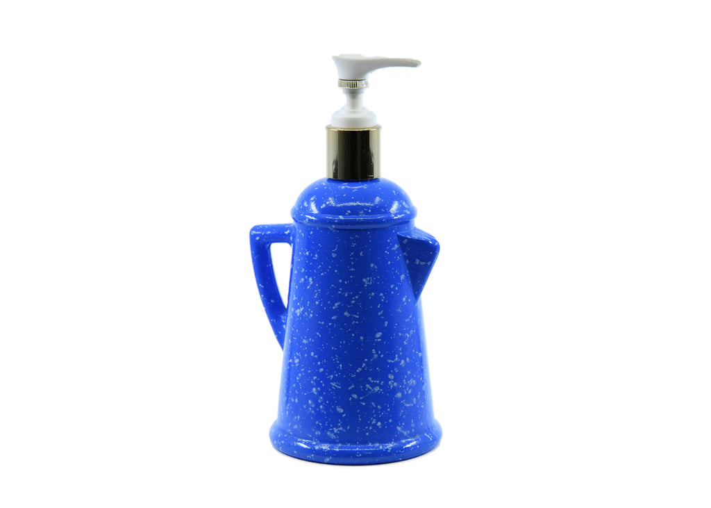 Avon-Country Style Coffee Pot Hand Lotion Dispenser Speckled Blue