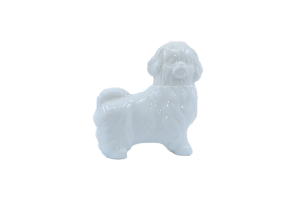 Avon-White Milk Glass Pekingese Dog