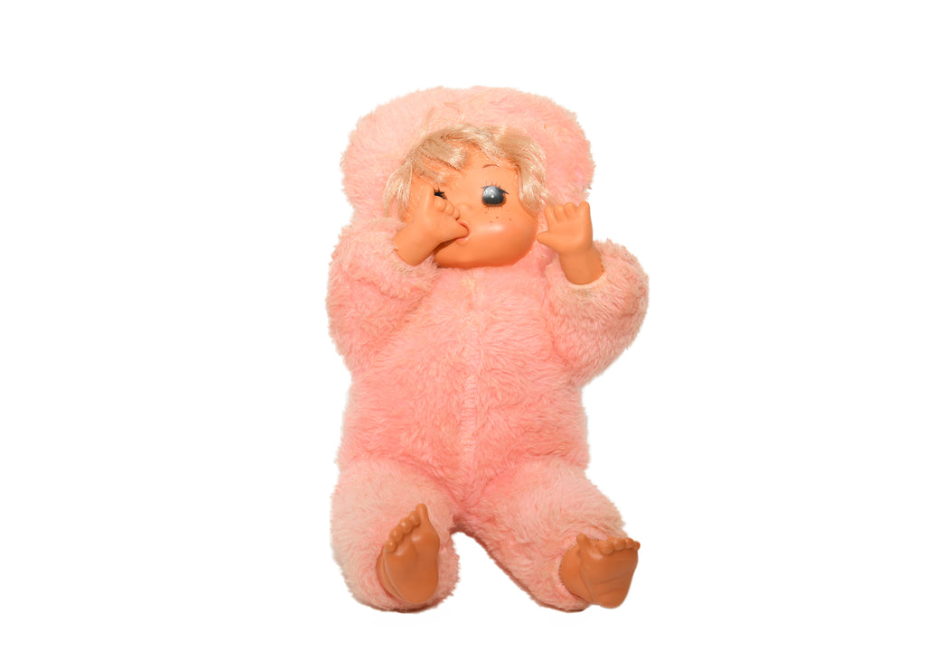Baby Doll-Pink Fur With Thumb In Mouth