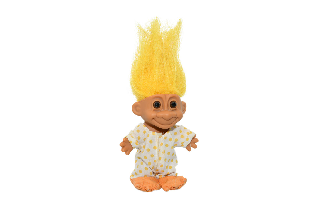 Troll In White With Yellow PJ's-Yellow Hair