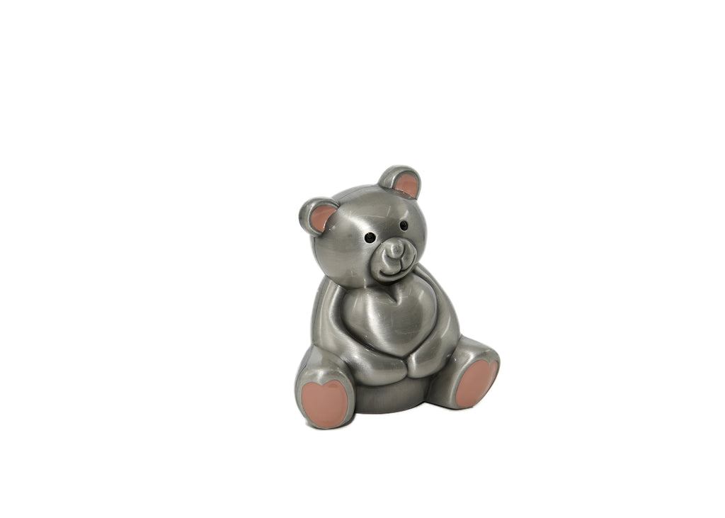 Silver Teddy Bear Piggy Bank