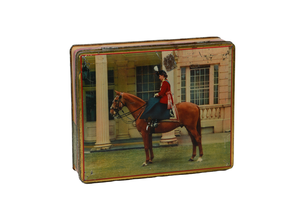 Edward Sharp & Sons. Queen Elizabeth Sitting On A Horse Tin Container