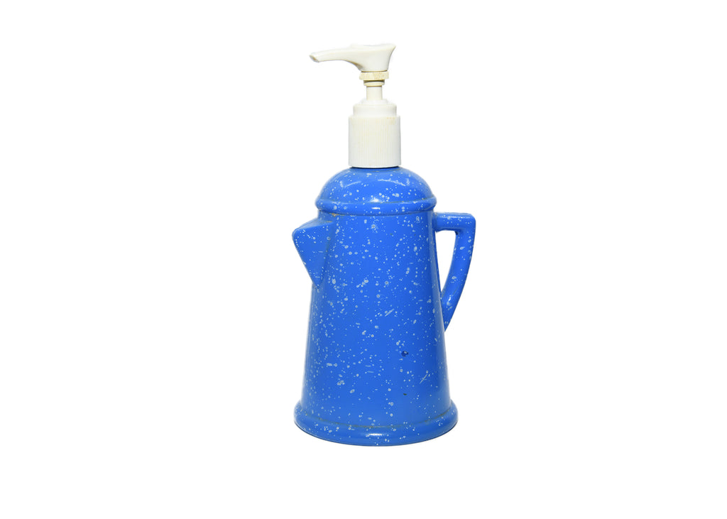 Avon-Country Style Coffee Pot Hand Lotion Dispenser Speckled Blue