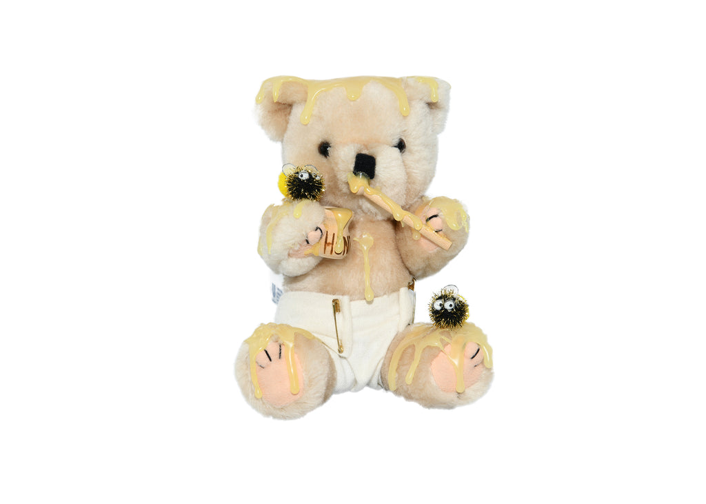 Teddy Bear Eating & Covered With Honey
