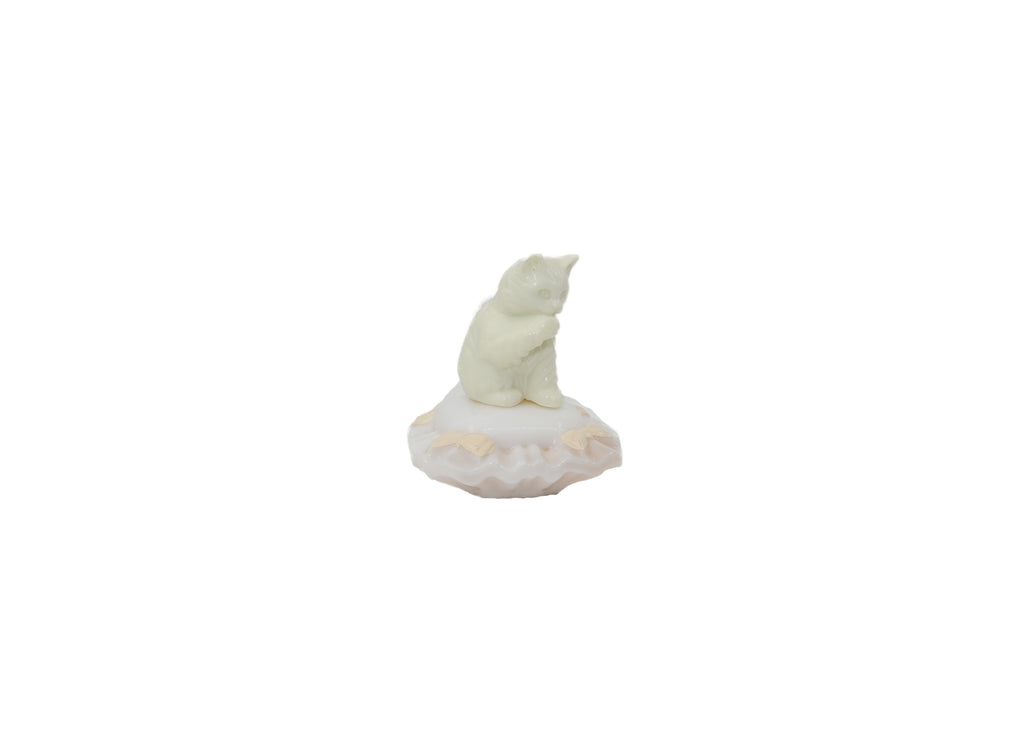 Avon-Sitting Pretty White Cat Pillow Milk Glass Decanter