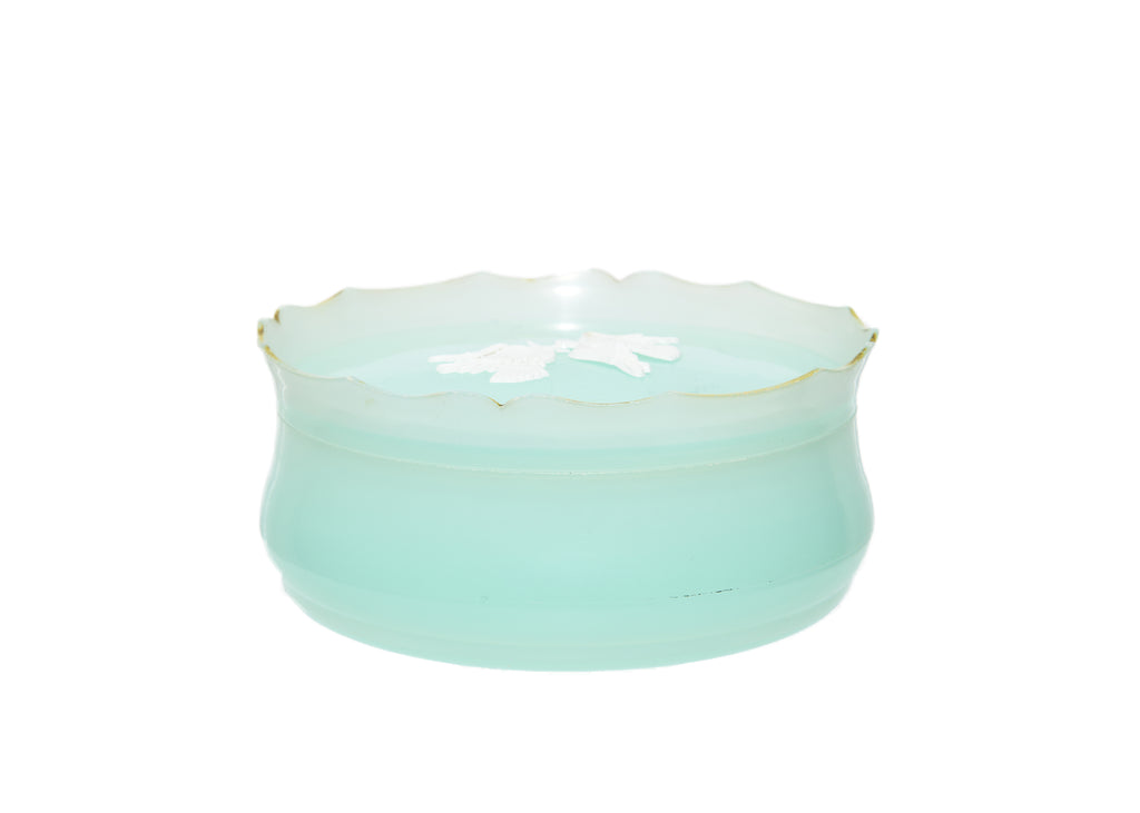 Avon-Rapture Beauty Dust Box Container Aqua With White Doves 1964