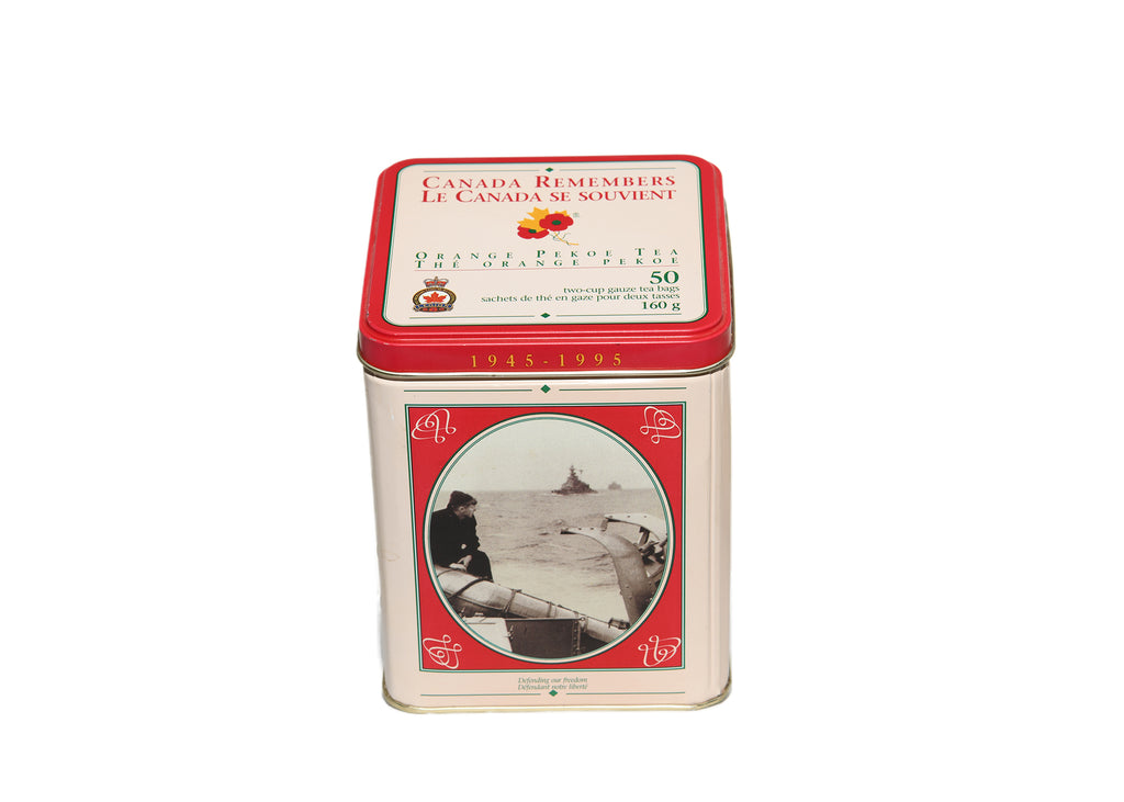 Canada Remembers 1945-1995-Orange Pekoe Tea Tin Canister