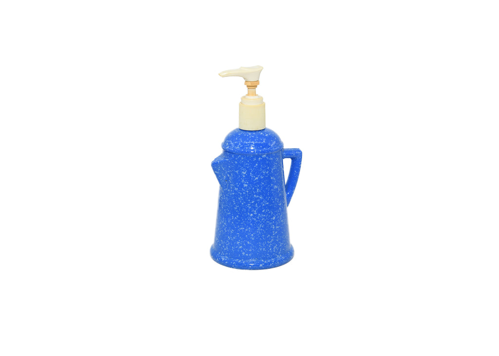 Avon Vintage Country Style Coffee Pot Hand Lotion Dispenser Speckled Blue