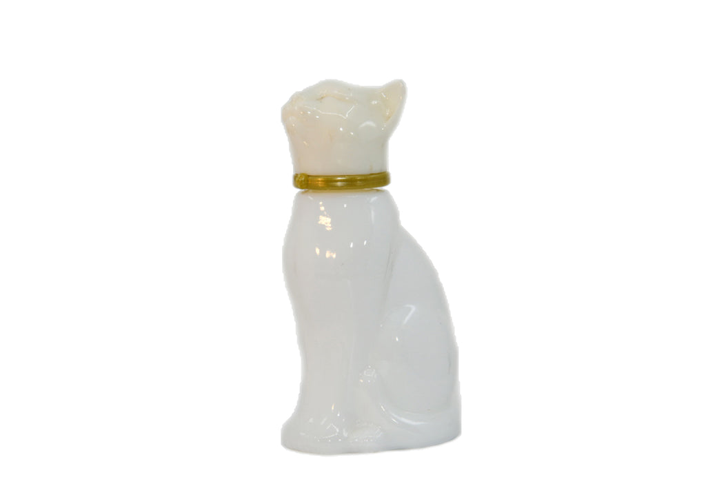 Avon-White Milk Glass Cat with Gold Collar