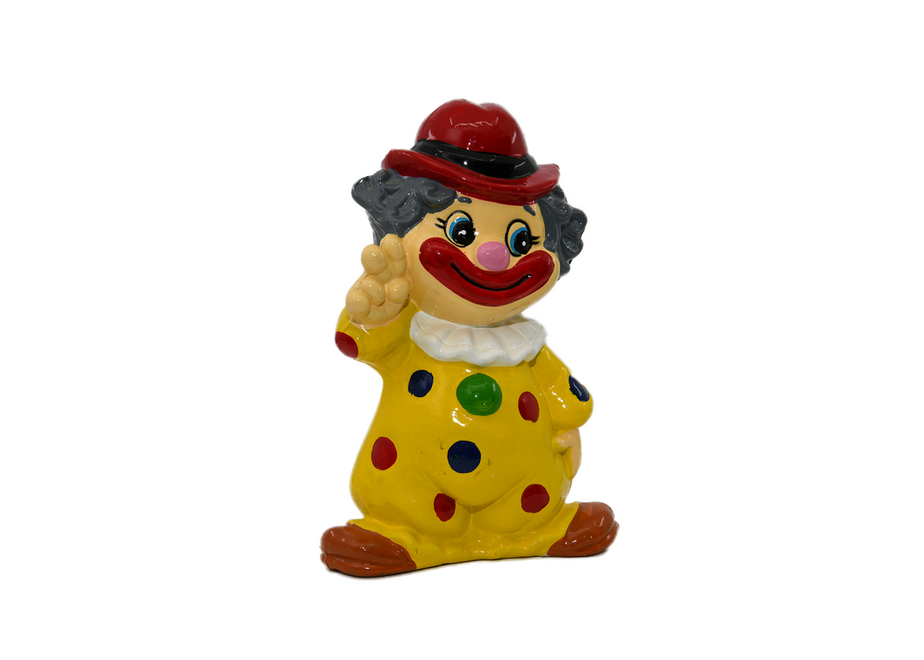 Clown Red Hat With Yellow Outfit Red and Blue Dots