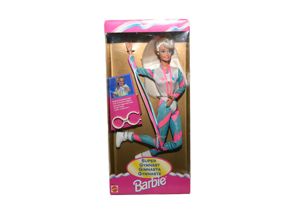 Mattel Barbie 1995 Super Gymnast Magical Tumbling Ring Multilingual Box 15821