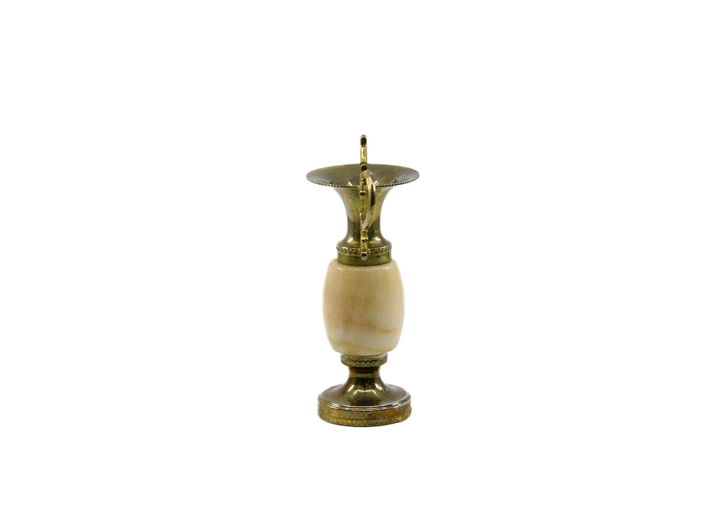 French Vintage Small Miniature Brass & Onyx Vase / Flower Vase / Ornament