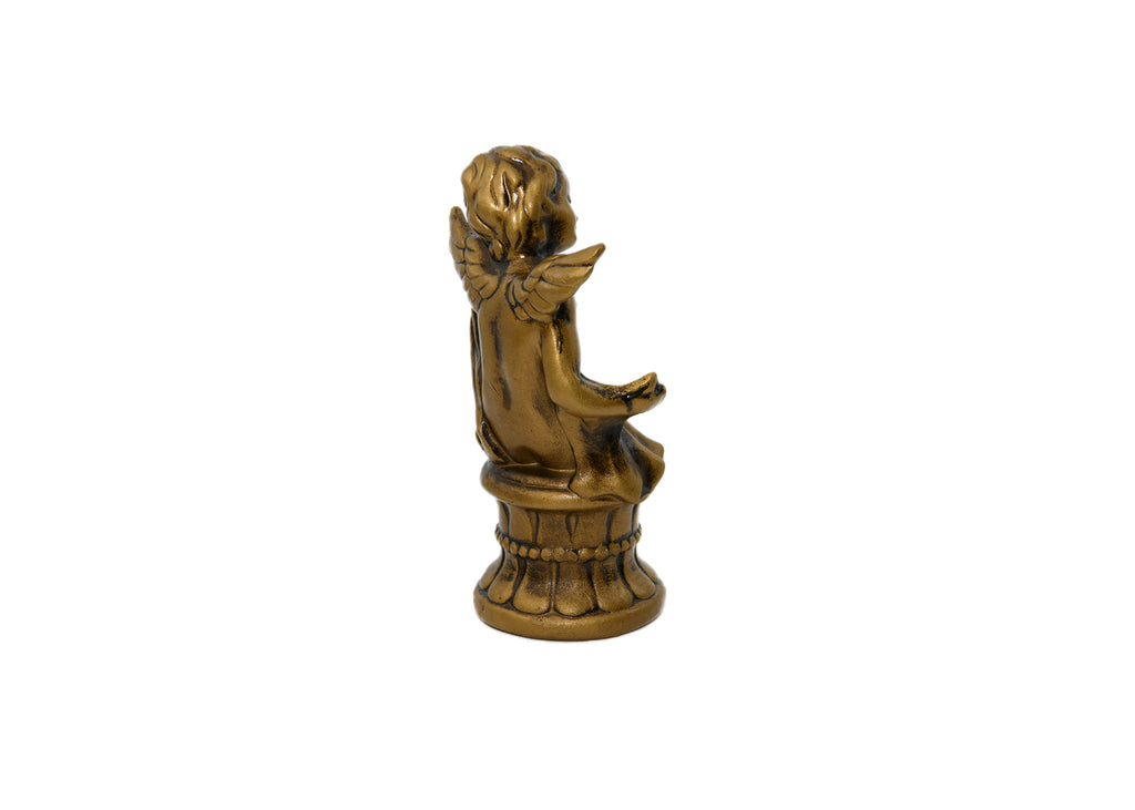 Gold Color Angel With Horn Figurine